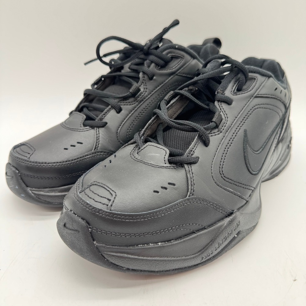 Nike Air Monarch IV Men's US 11 Triple Black Leather Lace Up Training Shoes